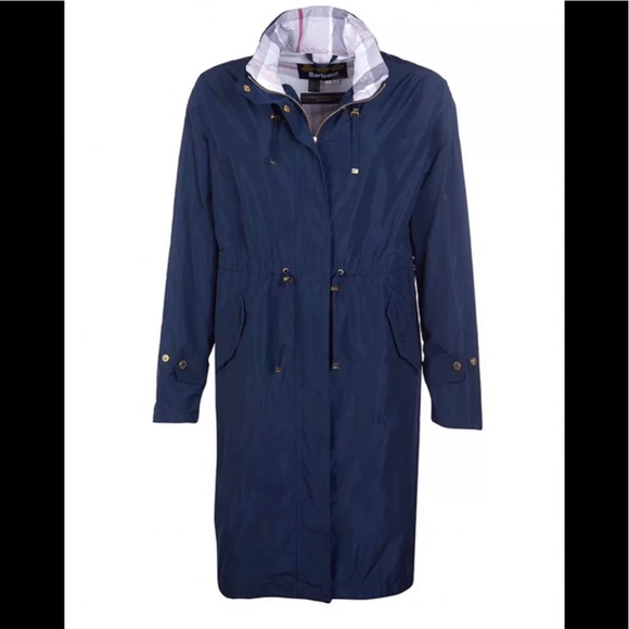 Barbour Harper Showerproof Waterproof Rain Jacket Coat Blue Long - Picture 7 of 8